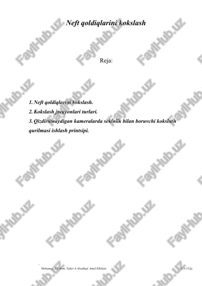 neft qoldiqlarini kokslash — DOCX