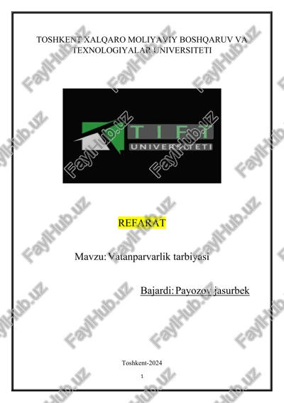 vatanparvarlik tarbiyasi — DOCX
