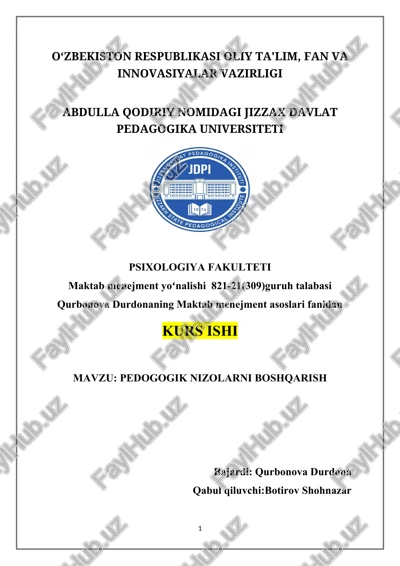 pedogogik nizolarni boshqarish — DOCX