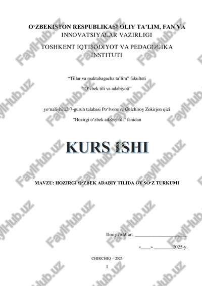 hozirgi o‘zbek adabiy tilida ot so‘z turkumi — PDF