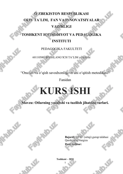 "ona tili va oʻqish savodxonligi va uni oʻqitish metodikasi" — DOCX