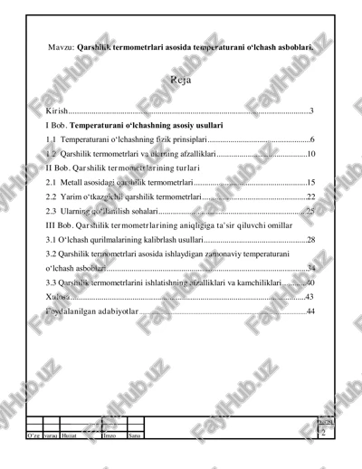 qarshilik termometrlari asosida temperaturani o‘lchash asboblari — PDF