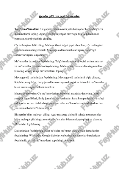 qanday qilib rost gapirish mumkin — DOCX