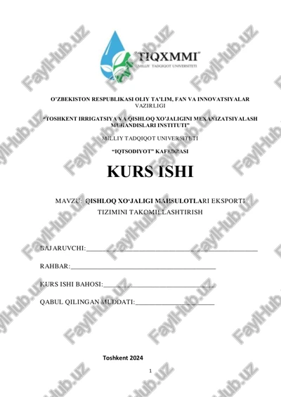 qishloq xo‘jaligi mahsulotlari eksporti tizimini takomillashtirish — PDF
