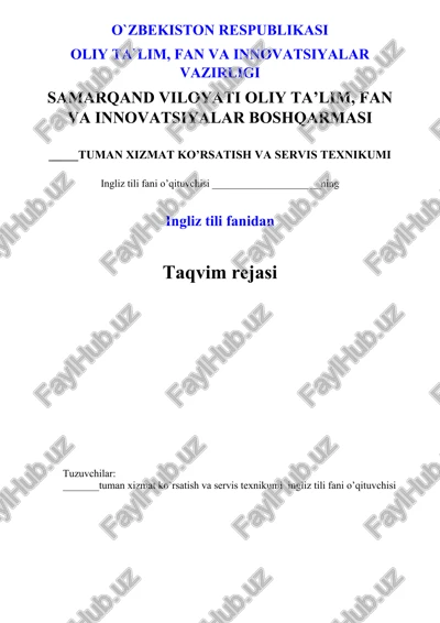 texnikum kollej ingliz tili yillik ishchi dastur — DOCX
