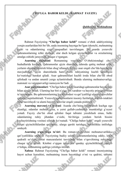 cho'lga bahor keldi (rahmat fayziy) — DOCX