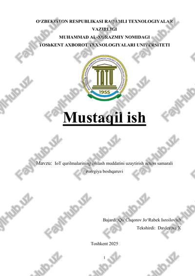 iot qurilmalarining ishlash muddatini uzaytirish uchun samarali energiya boshqaruvi — DOCX