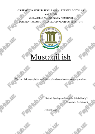 iot tarmoqlarida xavfsizlikni ta'minlash — PDF