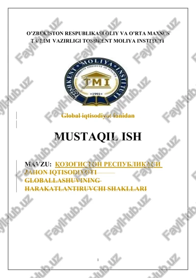 mamlakat yaim ning o'sish sur'atini aholi jon boshiga taqsimoti va uning ta'minlashning sifat ko'rsatkichlari — DOCX