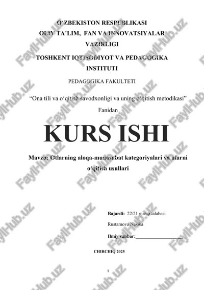 "otlarning aloqa-munosabat kategoriyalari va ularni oʻqitish usullari" — DOCX