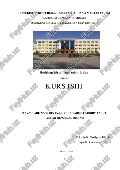 abu nasr ibn uzlugʻ ibn taron farobiy tabiiy fanlar qoʻshgan hissasi — PDF