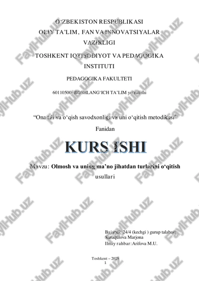 olmosh va uning ma’no jihatdan turlarini o‘qitish usullari — PDF