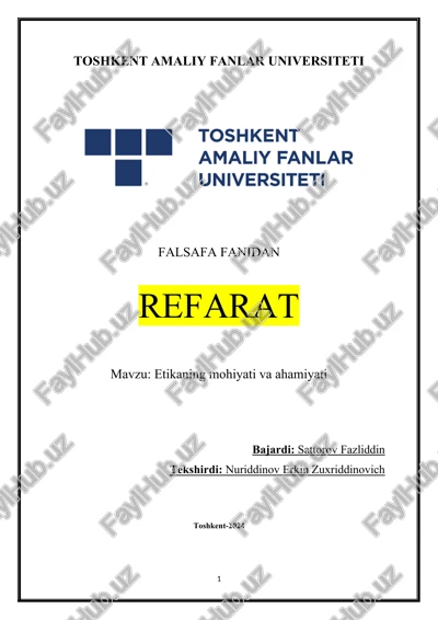 etikaning mohiyati va ahamiyati — DOCX