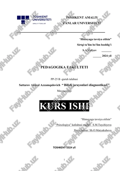 bilish jarayonlari diagnostikasi — DOCX