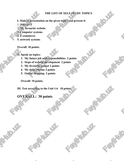 self-study topics presentation — DOCX
