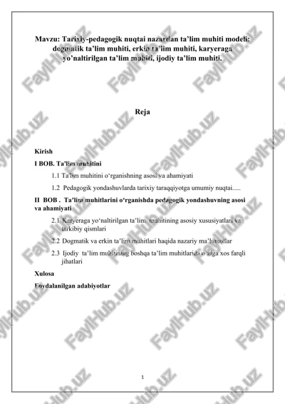tarixiy-pedagogik ta'lim muhitlari — DOCX