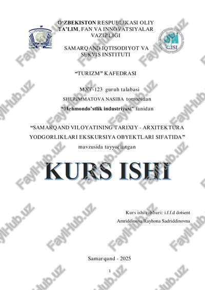 samarqand viloyatining tarixiy - arxitektura yodgorliklari ekskursiya obyektlari sifatida — PDF