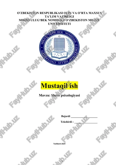shaxs psixologiyasi — DOCX