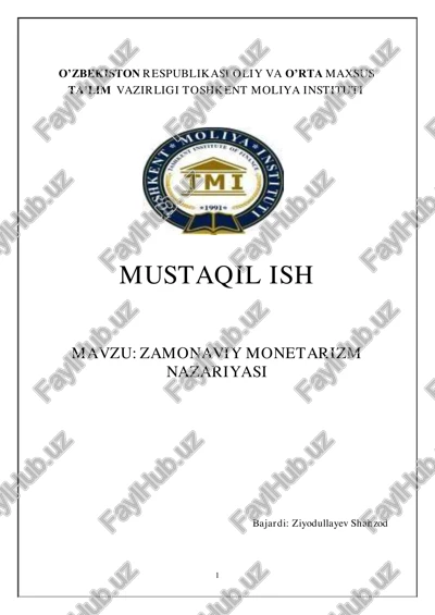 zamonaviy monetarizm nazariyasi — PDF