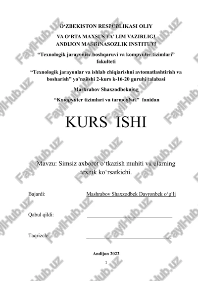 simsiz axborot o‘tkazish muhiti va ularning texnik ko‘rsatkichi — DOCX