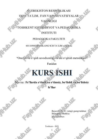 ona tili va oʻqish savodxonligi va uni oʻqitish metodikasi — PDF