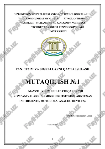 yirik ishlab chiqaruvchi kompaniyalarning mikroprotsessorlari — DOCX