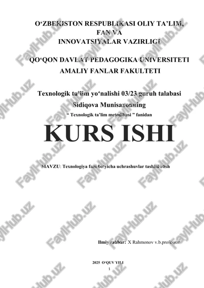 texnologik ta'lim metodikasi — DOCX