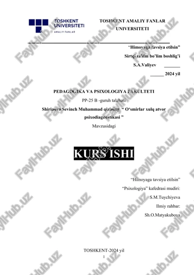 oʻsmirlar xulq-atvor psixodiagnostikasi — DOCX