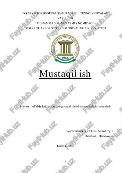 iot tizimlarida tarmoqning yuqori ishlash samaradorligini ta'minlash — PDF