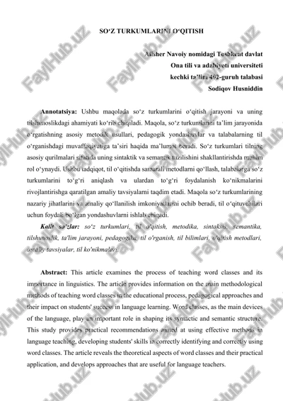 soʻz turkumlarini oʻqitish — DOCX