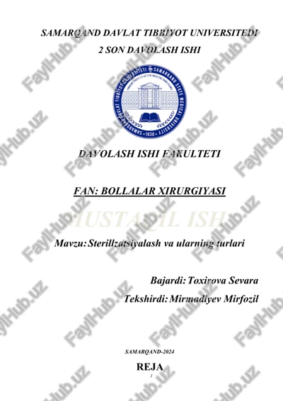 sterillzatsiyalash va ularning turlari — DOCX