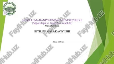 sopolli madaniyati me’morchiligi (sopollitepa va jarqo‘ton yodgorliklari misolida) — PPTX