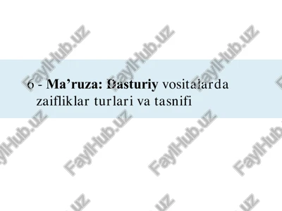 dasturiy vositalarda zaifliklar tasnifi — PDF