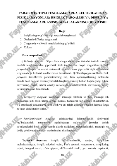 parabolik tipli tenglamalarga keltiriladigan fizik jarayonlar — DOCX