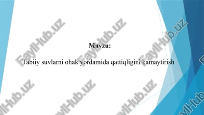 tabiiy suvlarni ohak yordamida qattiqligini kamaytirish — PPTX