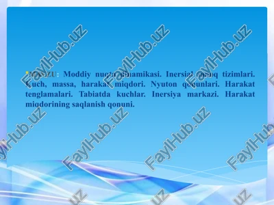 moddiy nuqta dinamikasi — PPTX