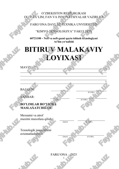 neft va neft-gazni qayta ishlash texnologiyasi — DOCX