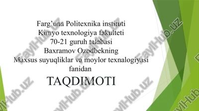 tovar moylarini tayyorlash — PPTX