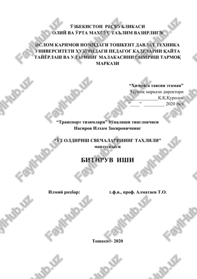o't oldirish svechalarining taxlili — DOC