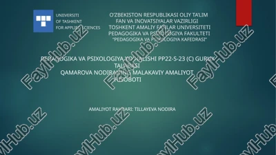 pedagogika va psixologiya yo'nalishi — PPTX