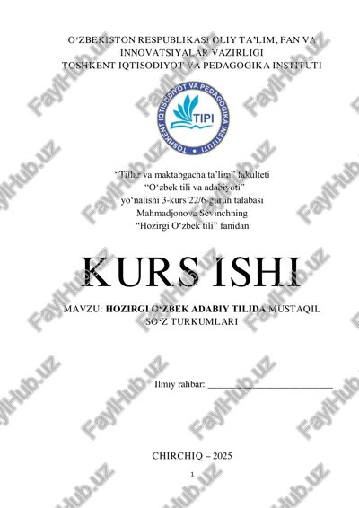 hozirgi o‘zbek adabiy tilida mustaqil so‘z turkumlari — PDF