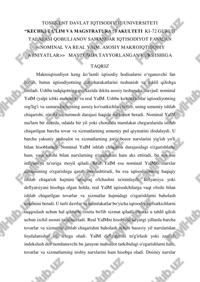 nominal va real yaim. asosiy makroiqtisodi ayniyatlar — PDF