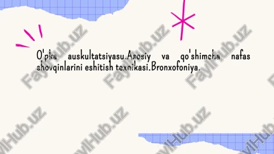 nafas a’zolarini tekshirish uchun ko‘krak qafasi rentgenografiyasi, tomografiya, bronxografiya va flyurografiya — PPTX