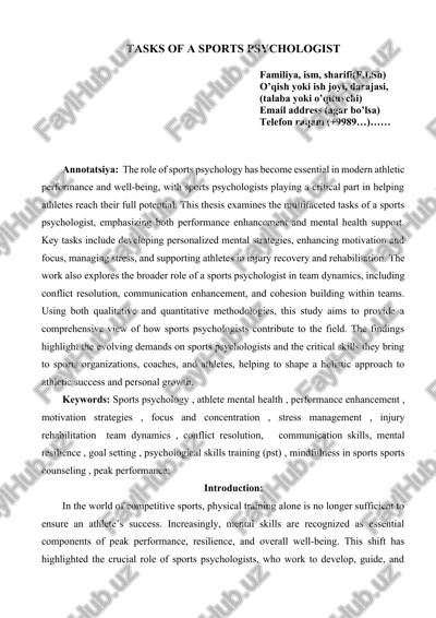tasks of a sports psychologist — DOCX