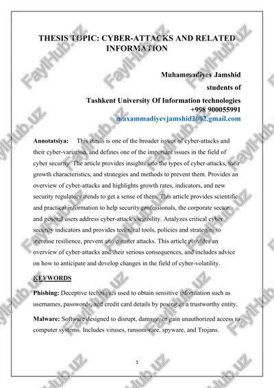 thesis topic: cyber-attacks and related information — DOCX