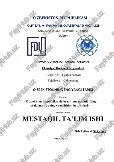 oʻzbekistonning eng yangi tarixi — DOCX