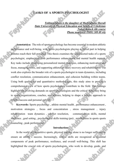 tasks of a sports psychologist — DOCX