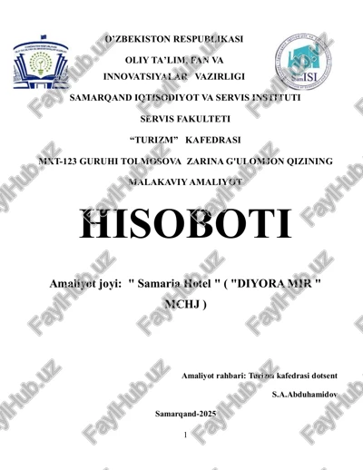 mxt-123 guruhi tolmosova zarina g'ulomjon qizining malakaviy amaliyot hisoboti — PDF