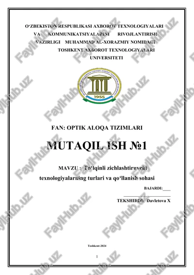 toʻlqinli zichlashtiruvchi texnologiyalarning turlari va qoʻllanish sohasi — DOCX