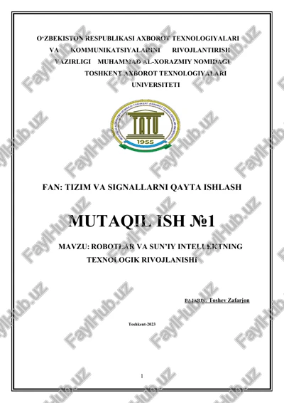 robotlar va sun’iy intellektning texnologik rivojlanishi — DOCX